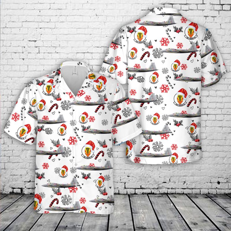US Air Force Hawaii Air National Guard 154th Wing 199th Fighter Squadron F22A Raptor Christmas Hawaiian Shirt