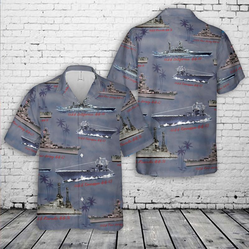 Naval Battleships Of World War II US Navy Hawaiian Shirt