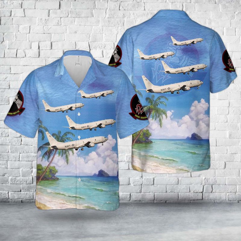 US Navy P-8A Poseidon Of Patrol Squadron 46 VP-46 "Grey Knights" Hawaiian Shirt