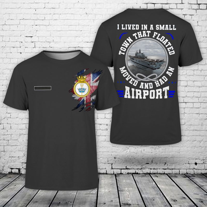 Custom Name Royal Navy HMS Invincible (R05) 3D T-shirt