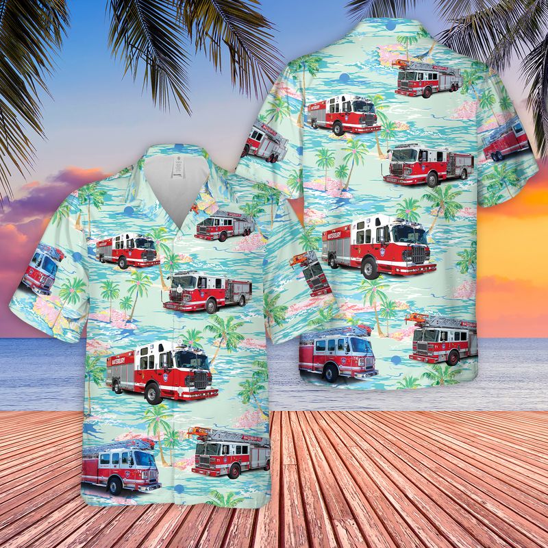 Waterbury City Connecticut Fire Department Hawaiian Shirt