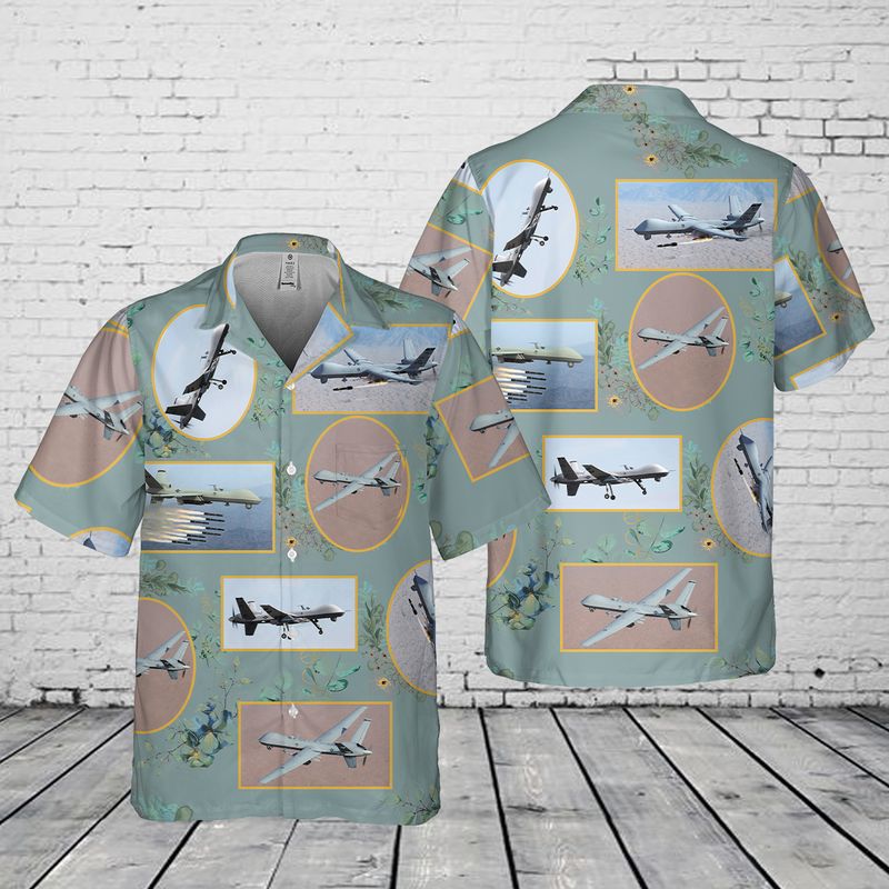 US Air Force General Atomics MQ-9 Reaper Pocket Hawaiian Shirt