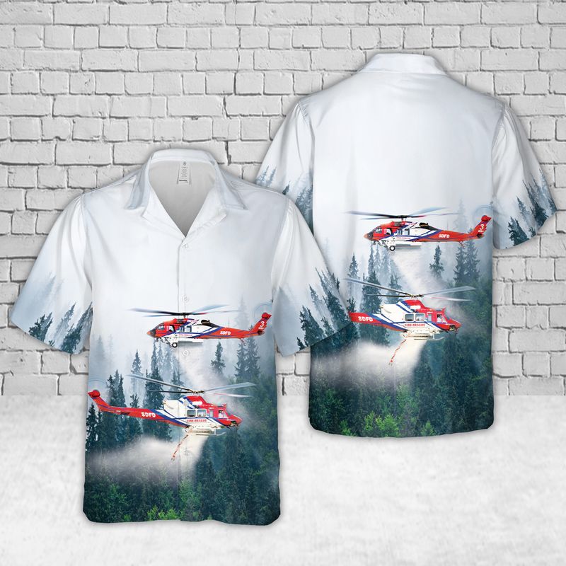 San Diego Fire-Rescue Department Helicopter Hawaiian Shirt
