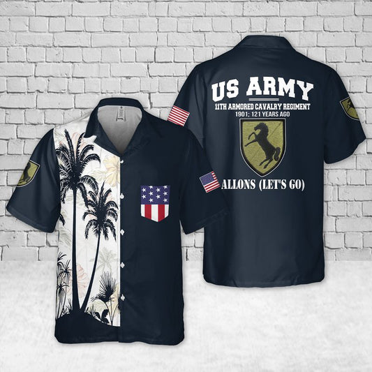 US Army 11th Armored Cavalry Regiment Pocket Hawaiian Shirt