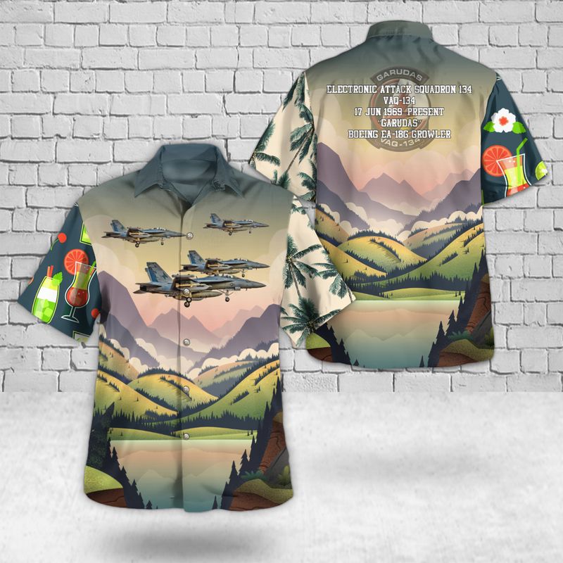 US Navy EA-18G Growler of VAQ-134 "Garudas" Hawaiian Shirt