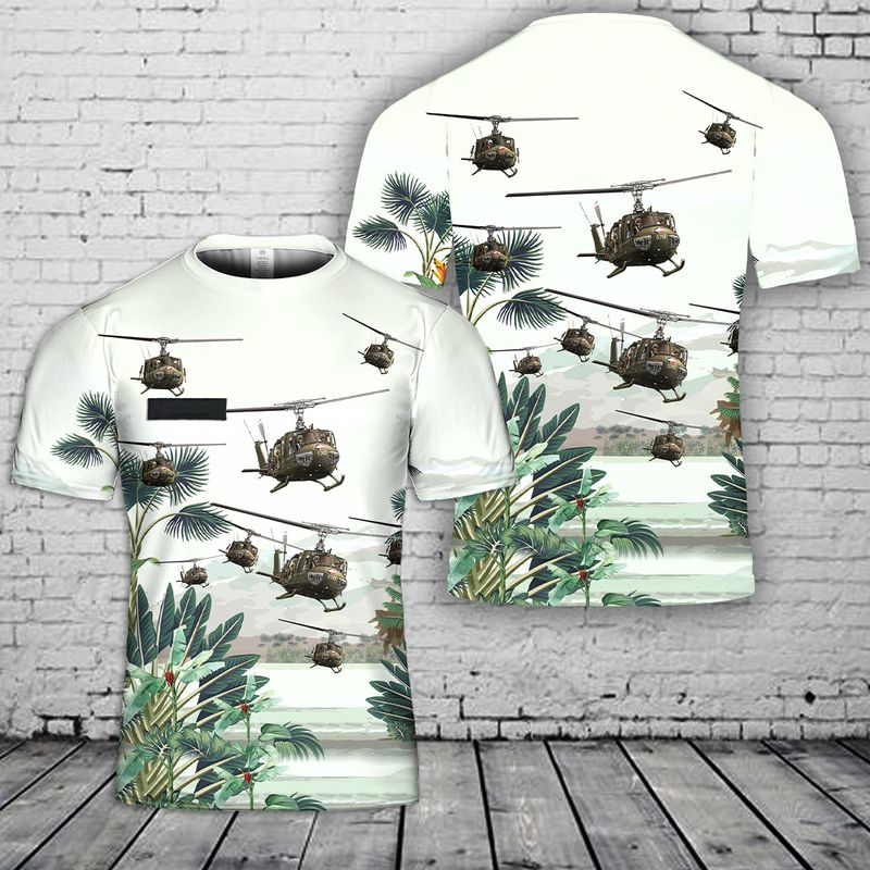 Custom Name US Army Bell UH-1 Huey T-Shirt 3D