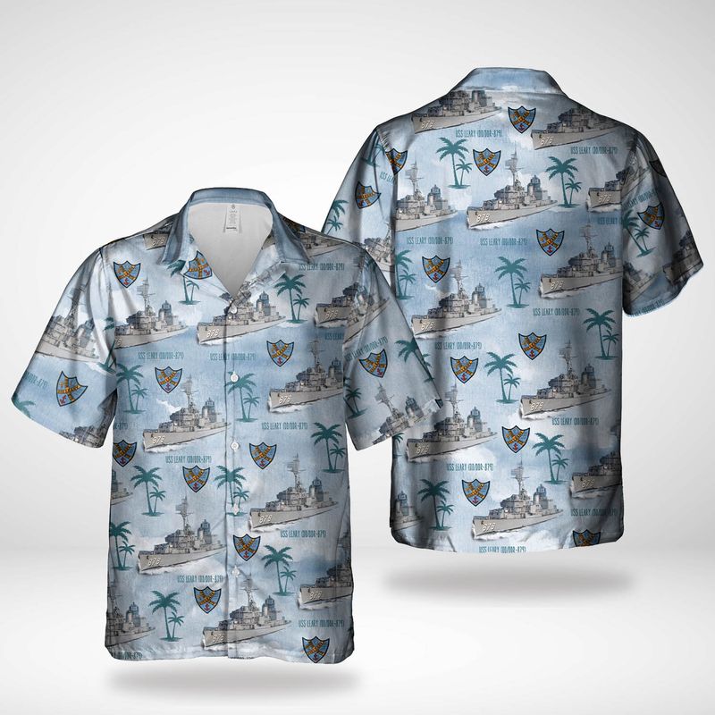 US Navy USS Leary DD/DDR879 Home Run Hawaiian Shirt