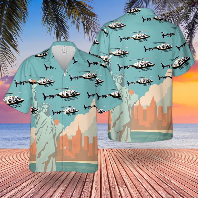 New York City Police Bell 407 Hawaiian Shirt