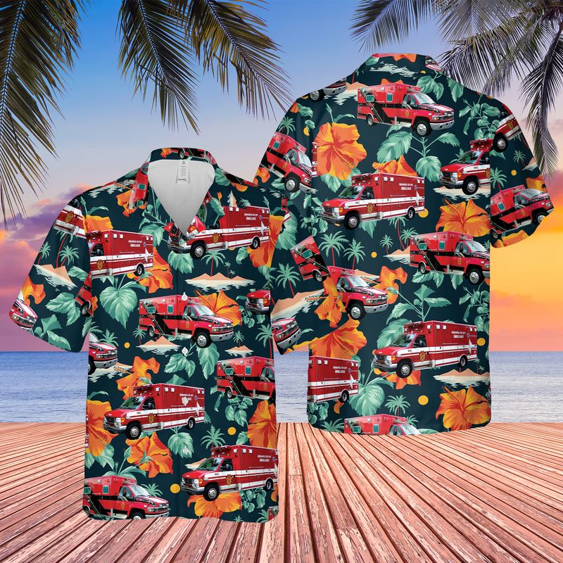Indiana Indianapolis Fire Department Ambulance Hawaiian Shirt