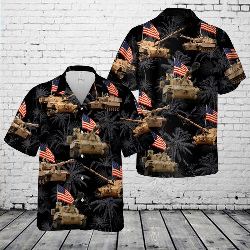 US Army M109 Paladin Tank 4th of July Hawaiian Shirt