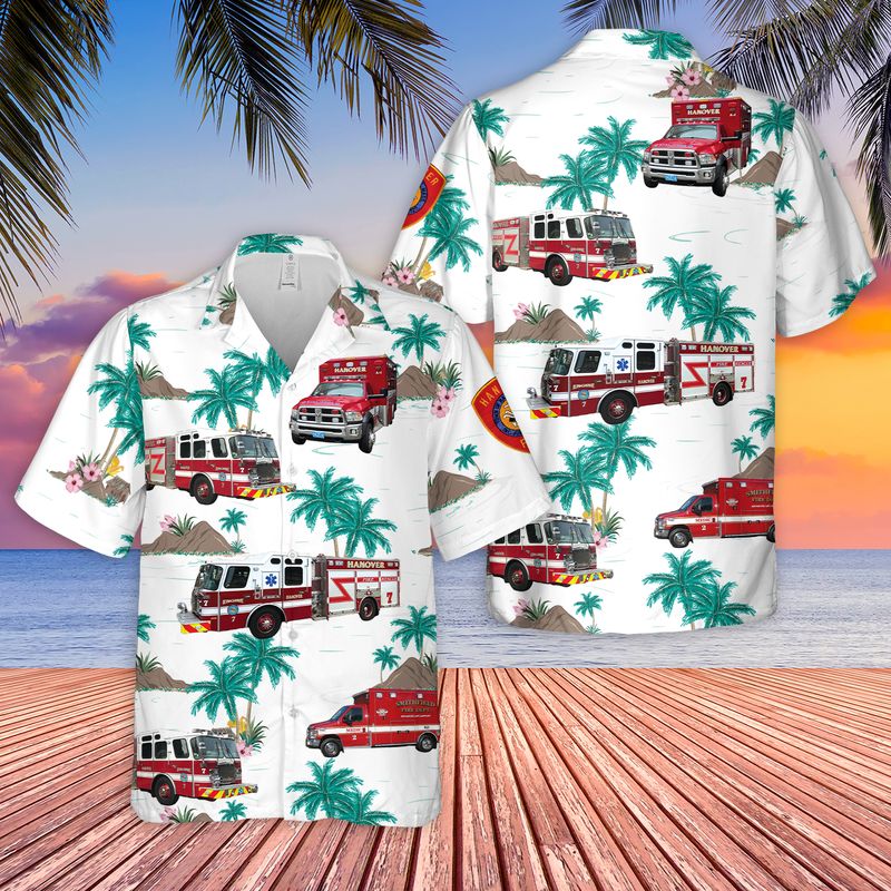 Hanover MA Fire Department Hawaiian Shirt