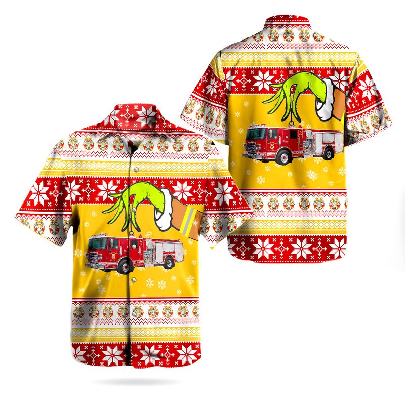 Sacramento Fire Department Pumper Ugly Christmas Hawaiian Shirt