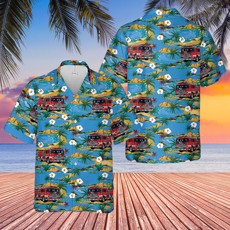 Los Angeles County Fire Department Truck Hawaiian Shirt