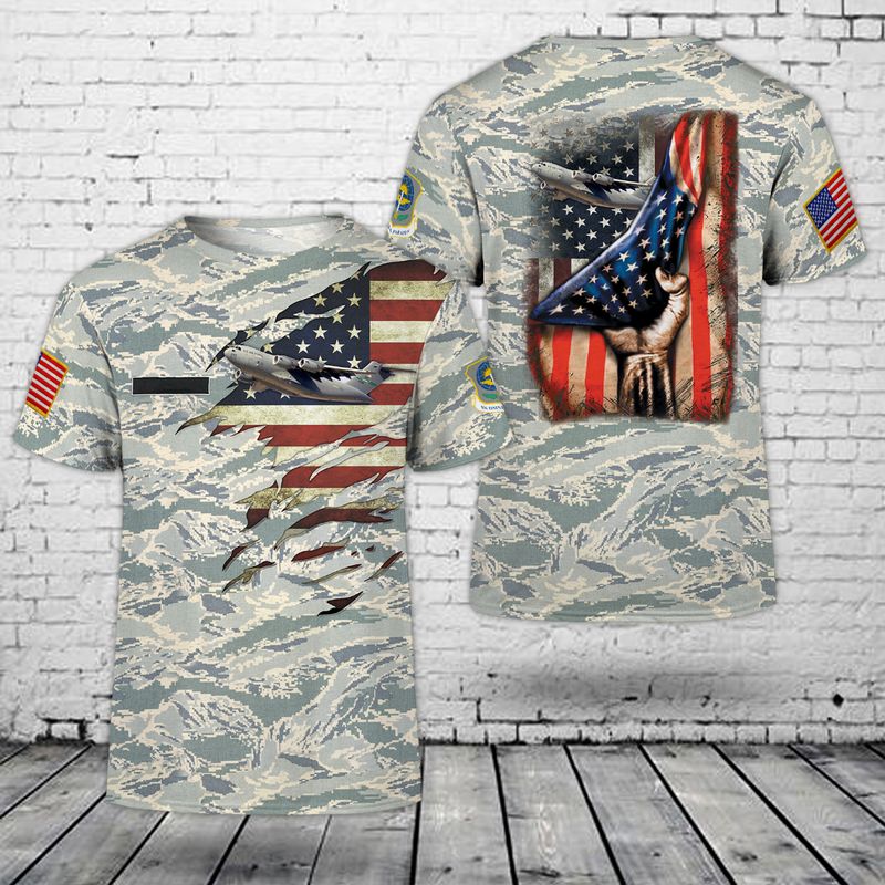 Custom Name US Air Force 62nd Airlift Wing (62 AW) C-17 Globemaster III 3D T-shirt