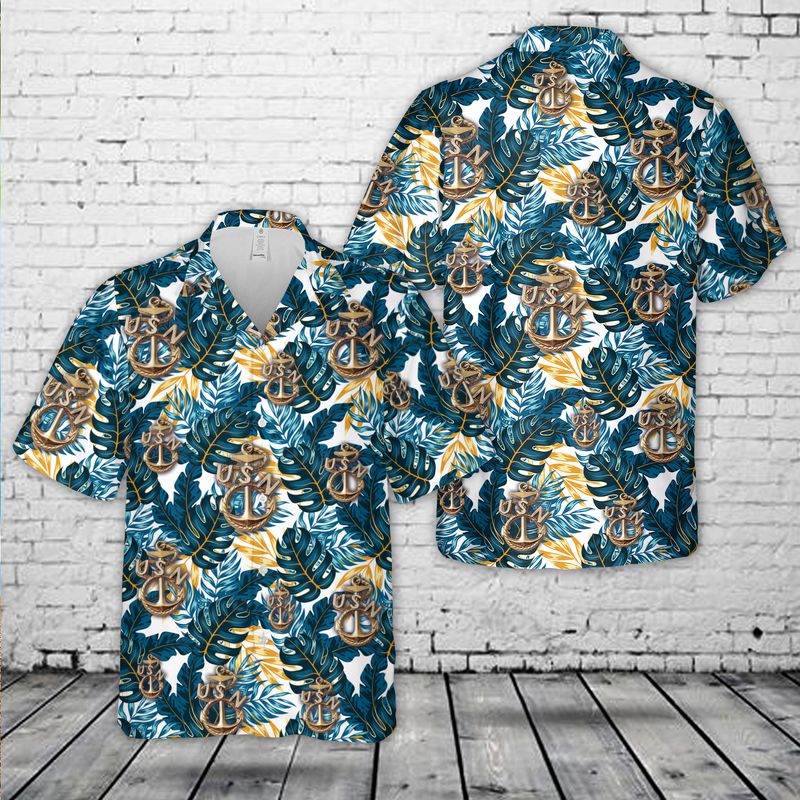 Old School Navy Chiefs Anchor Hawaiian Shirt
