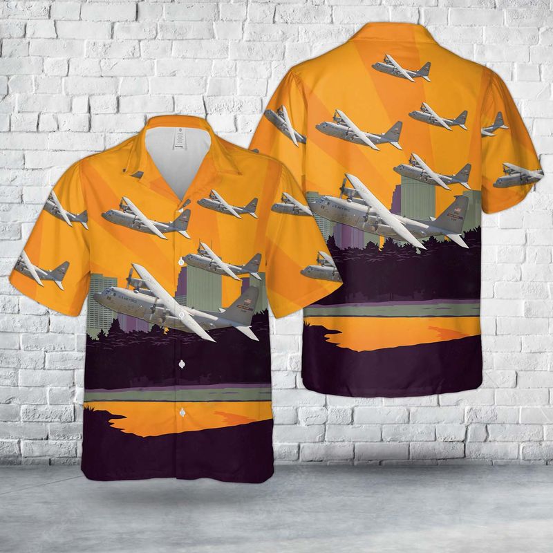 US Air Force 96th Airlift Squadron Minnesota Flying Vikings Lockheed C-130 Hercules Hawaiian Shirt
