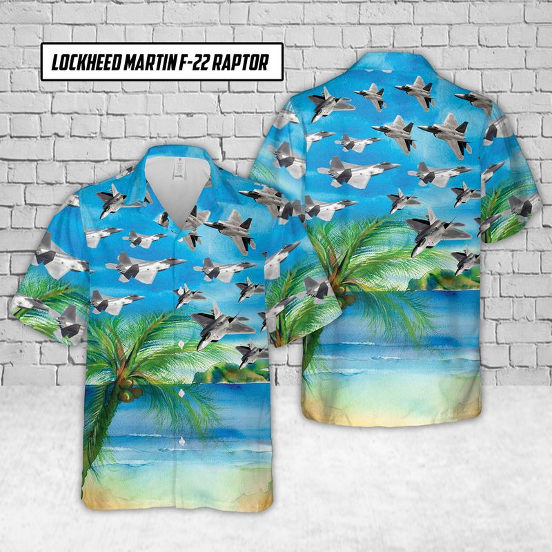 US Air Force Lockheed Martin F-22 Raptor Hawaiian Shirt