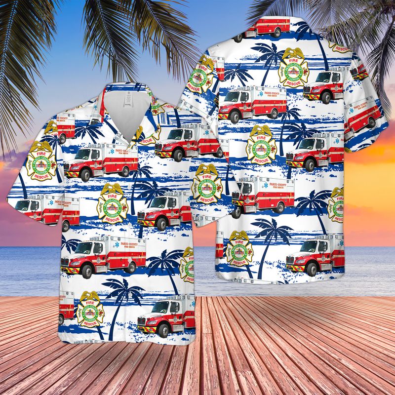Florida Pasco County Fire Rescue EMS Hawaiian Shirt