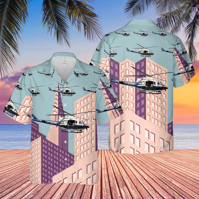 New York City Police Bell 412EP Hawaiian Shirt