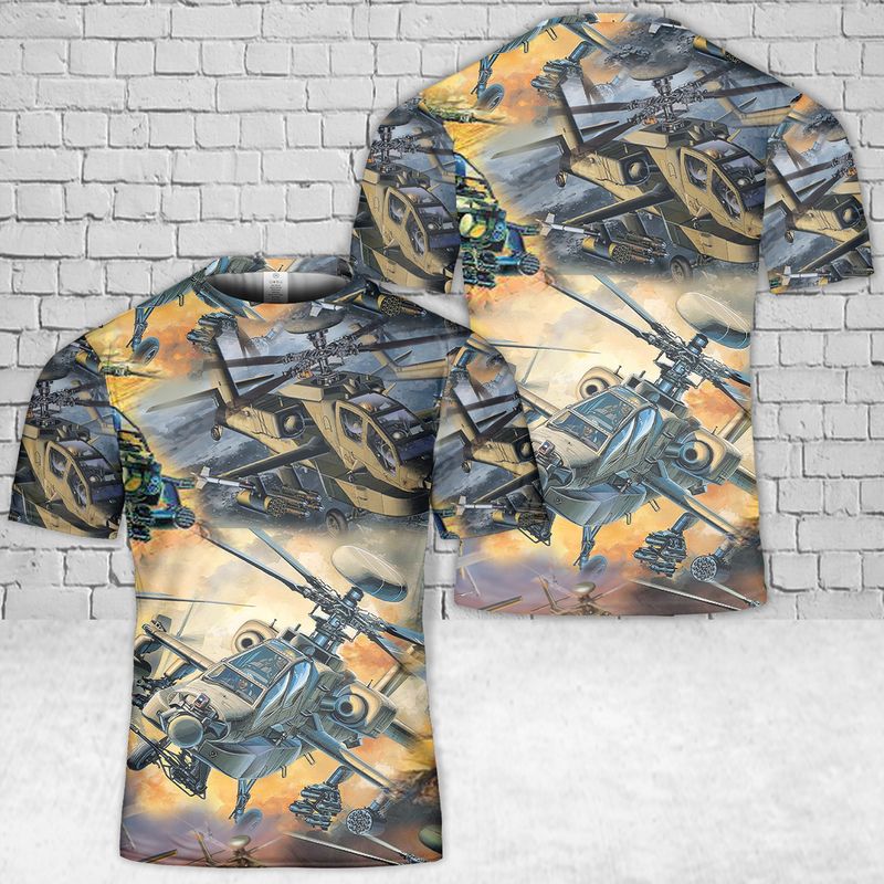 US Army Boeing AH-64 Apache 3D T-Shirt