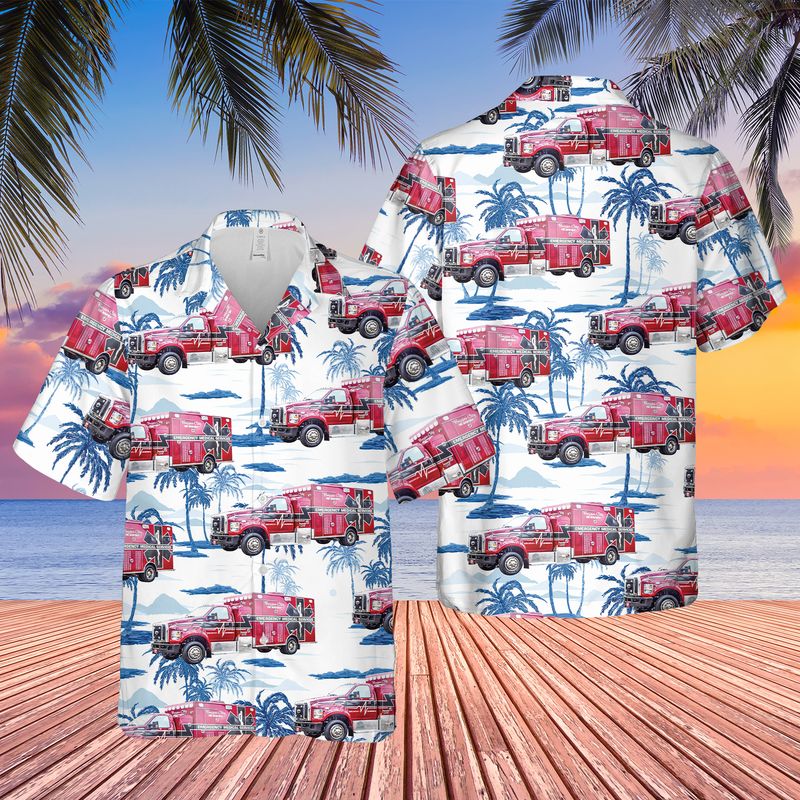 Louisiana City of Bossier City Fire Department EMS Hawaiian Shirt