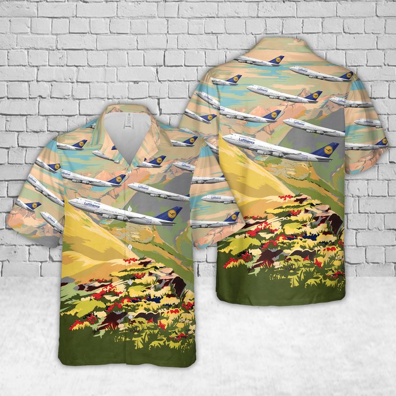Lufthansa "Baden-Wurttemberg" Boeing 747-430 D-ABVC Hawaiian Shirt