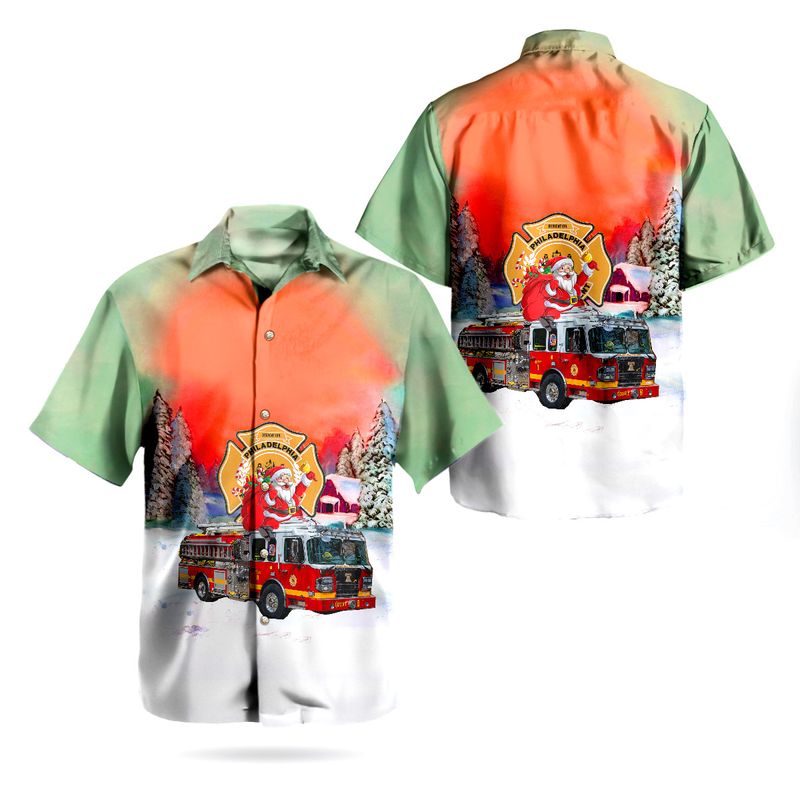 Santa Claus Philadelphia Fire Department Company Christmas Hawaiian Shirt