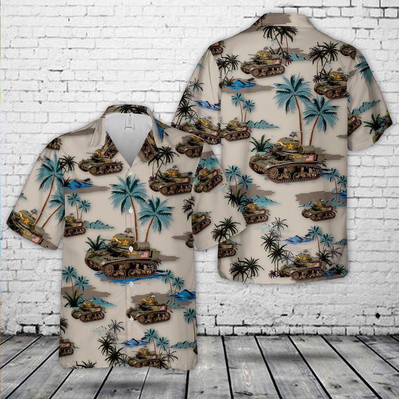 M3A1 Stuart American Army Tank Hawaiian Shirt