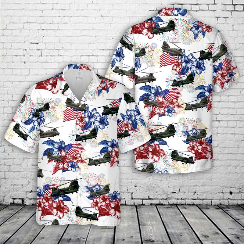 US Army Boeing CH-47 Chinook 4th Of July Hawaiian Shirt