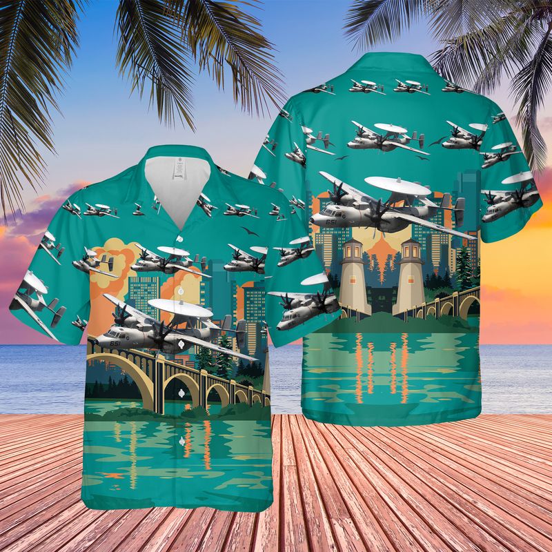 US Navy E-2C Hawkeye Of VAW-120 Greyhawks Hawaiian Shirt