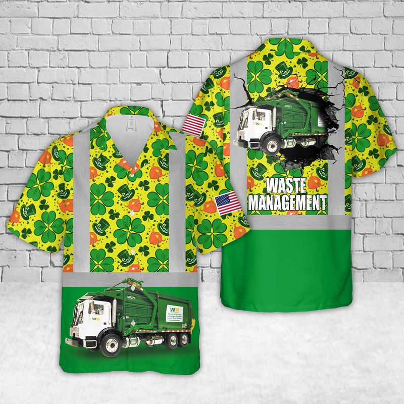 US Waste Management St Patrick's Day Hawaiian Shirt
