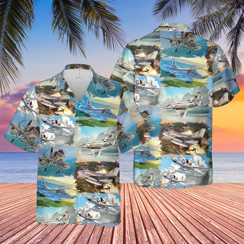 US Navy Douglas A-4 Skyhawk Hawaiian Shirt