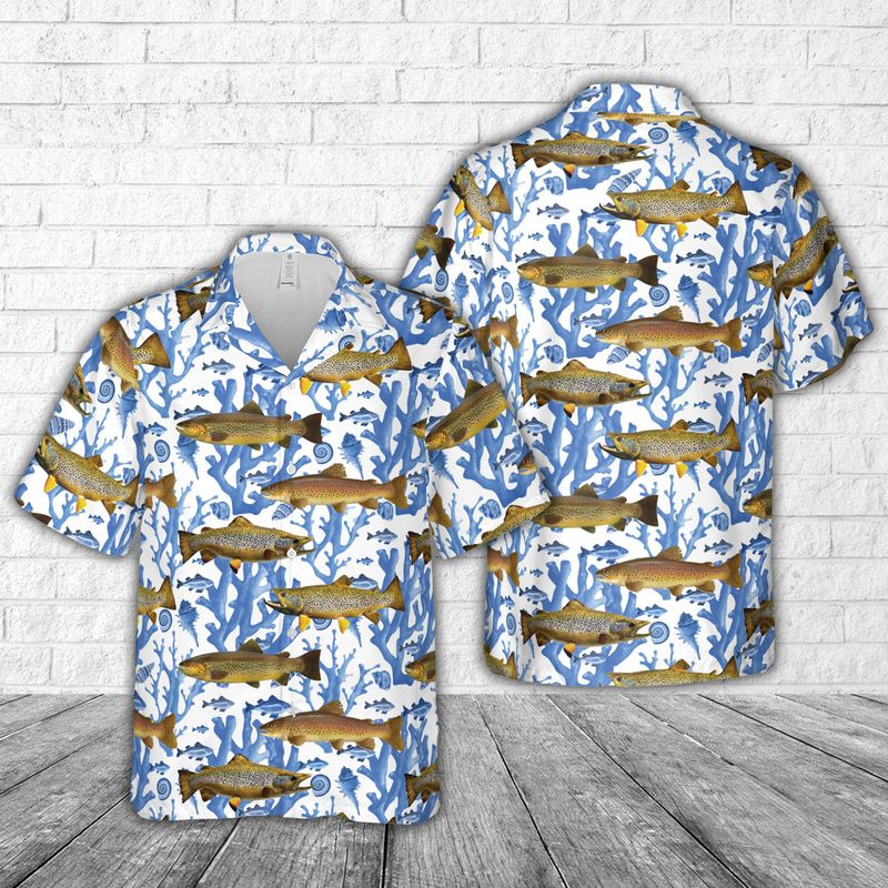 The brown trout (Salmo trutta) Hawaiian Shirt