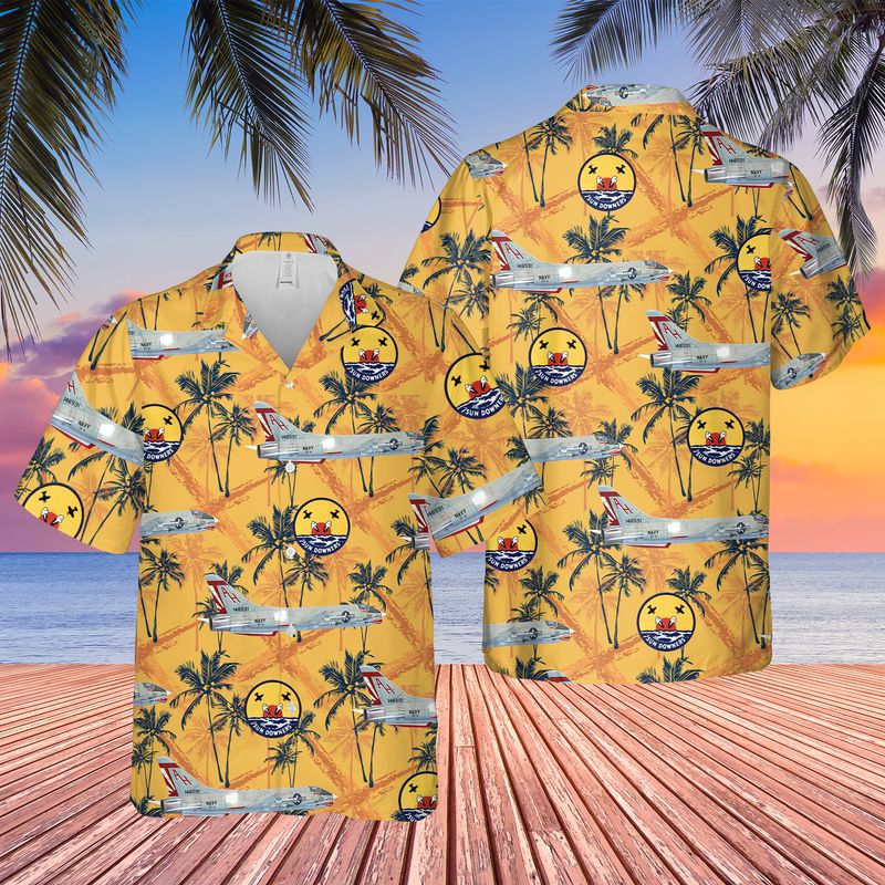 US Navy Vought F-8C Of VF-111 Sundowners Hawaiian Shirt