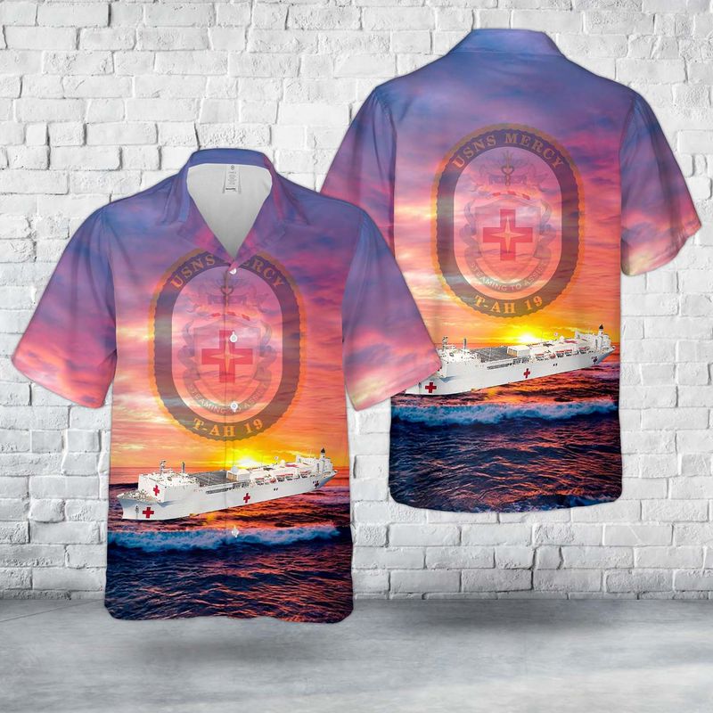 US Navy USNS Mercy (T-AH-19) Hospital Ship Hawaiian Shirt
