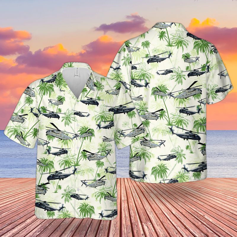 United States Marine Corps CH-53D Helicopter Hawaiian Shirt