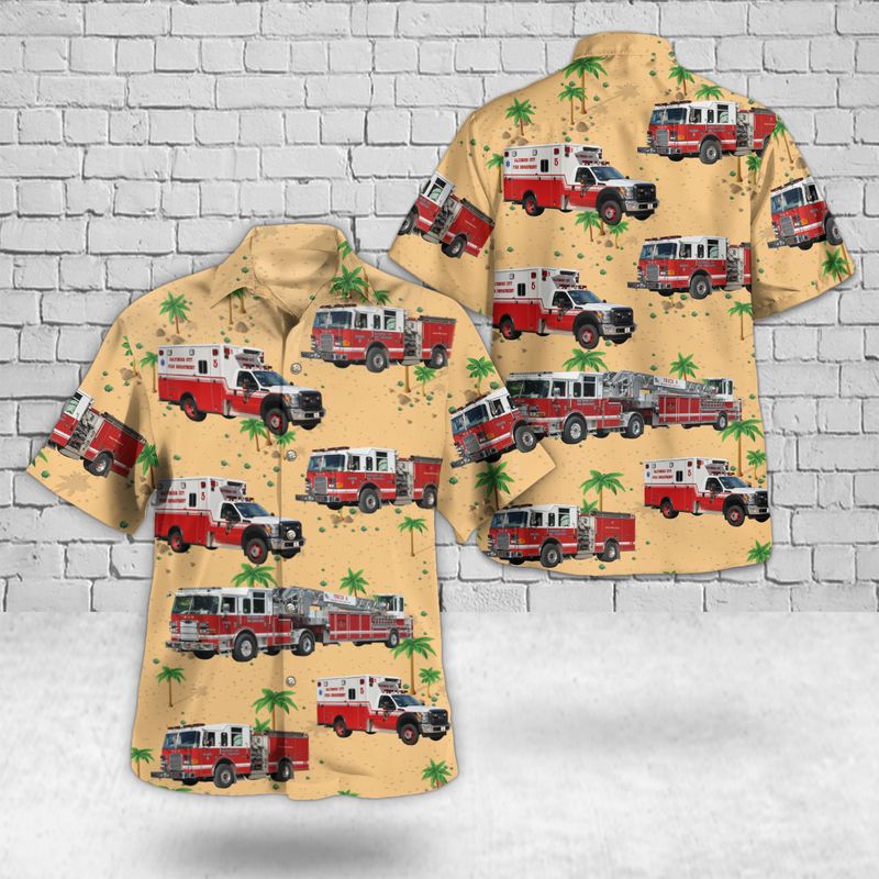 Baltimore County Maryland Baltimore City Fire Department Hawaiian Shirt