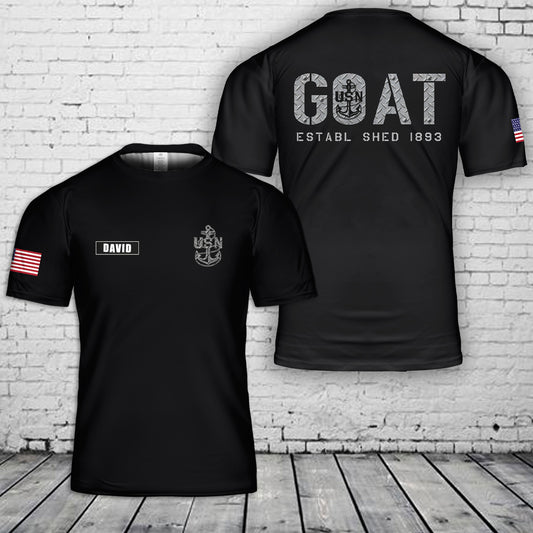 Custom Name US Navy GOAT 3D T-Shirt