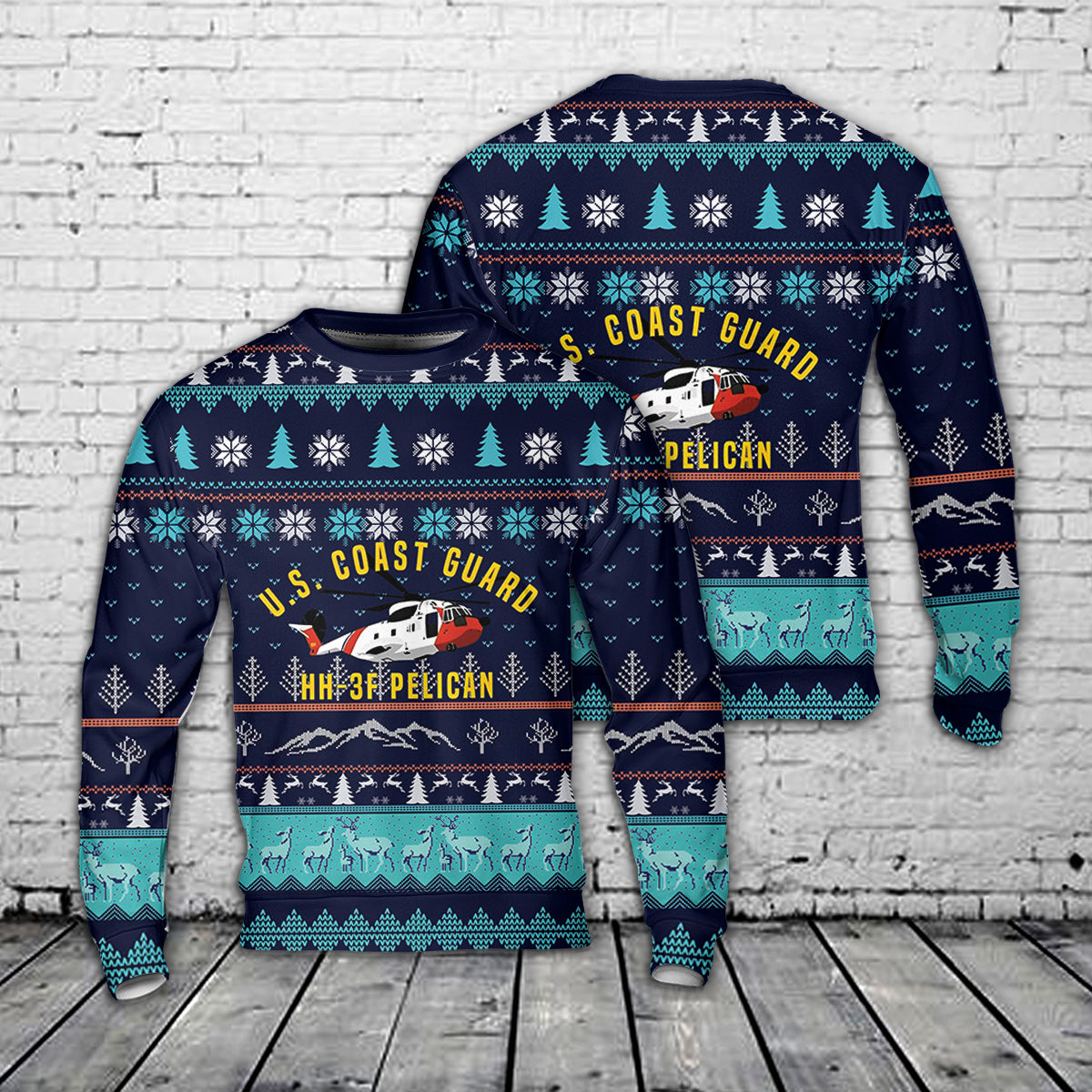 US Coast Guard HH-3F Pelican Helicopter Christmas Sweater