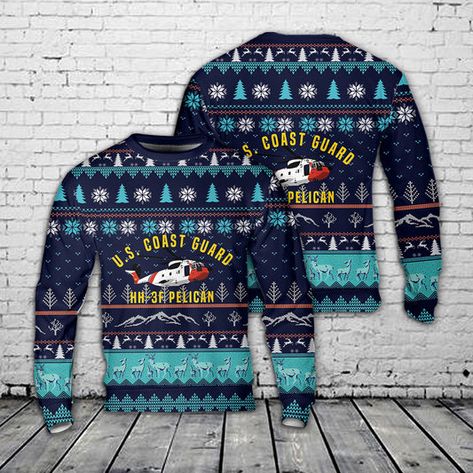 US Coast Guard HH-3F Pelican Helicopter Christmas Sweater