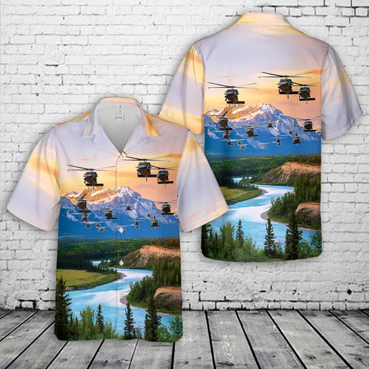 101st Combat Aviation Brigade UH-60 Black Hawk helicopters Hawaiian Shirt