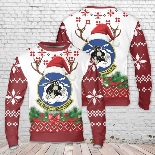 102nd Rescue Squadron (102 RQS), New York Air National Guard AOP Christmas Sweater