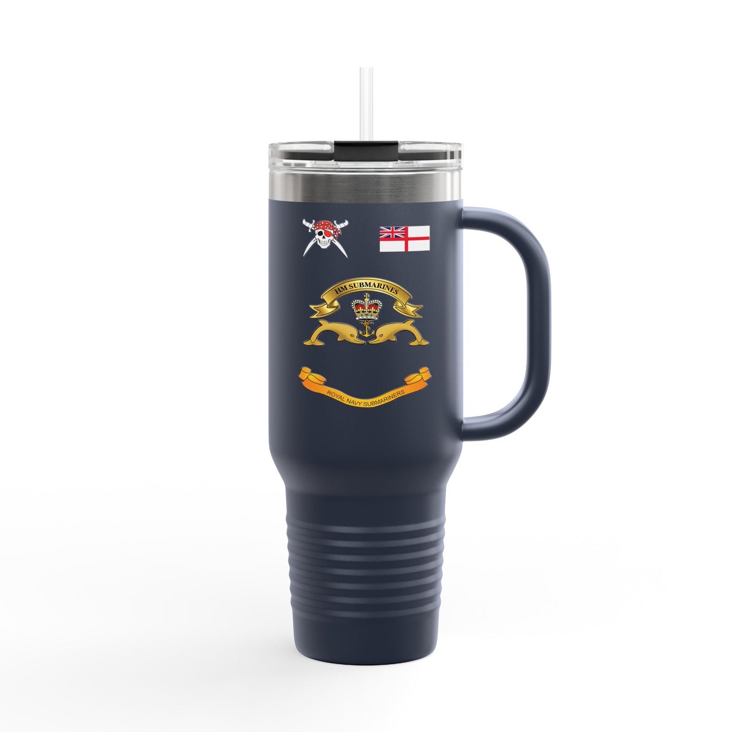 Custom Name, Rank Royal Navy Submarine Service Veteran Insulated Travel Mug, 40oz