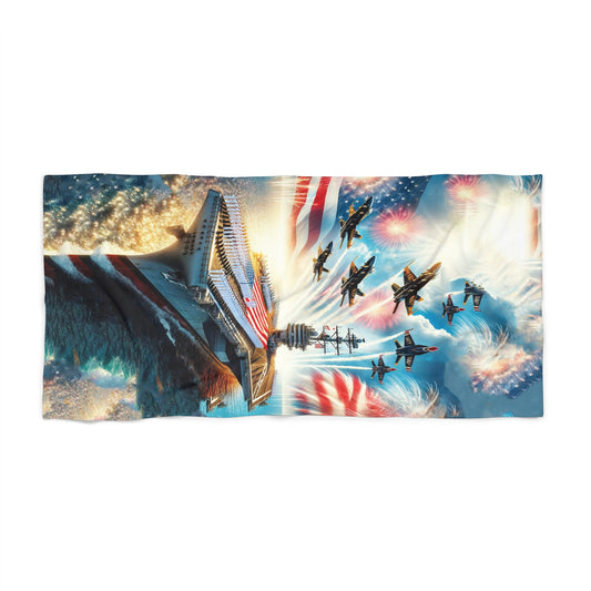 US Navy 4th Of July Beach Towel