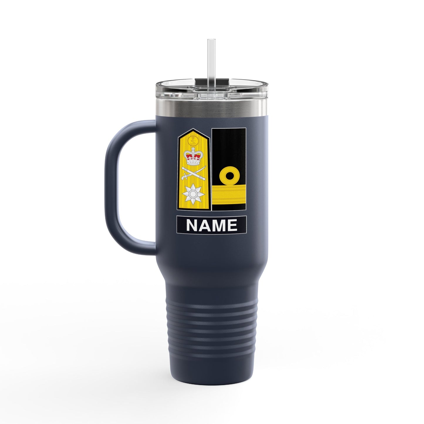 Custom Name, Rank Royal Navy Submarine Service Veteran Insulated Travel Mug, 40oz