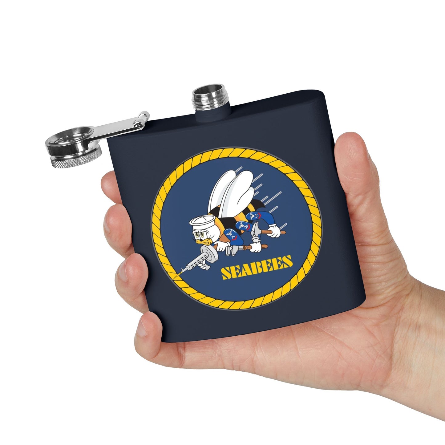 US Navy Seabee Stainless Steel Flask, 6oz DLMP0805PL05