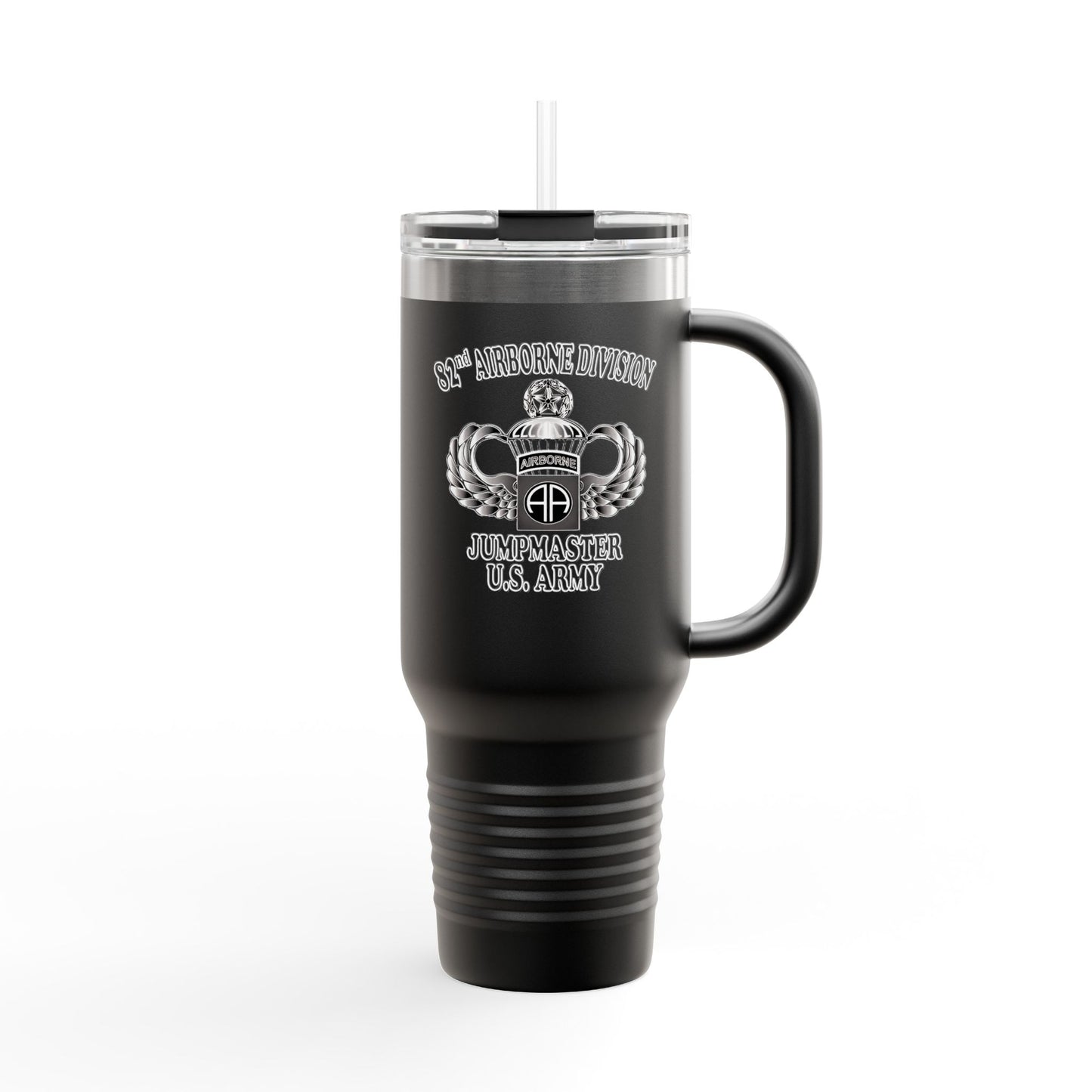 Custom Name, Rank & Unit US Army 82nd Airborne Jumpmaster - Master Jump Wings Insulated Travel Mug, 40oz