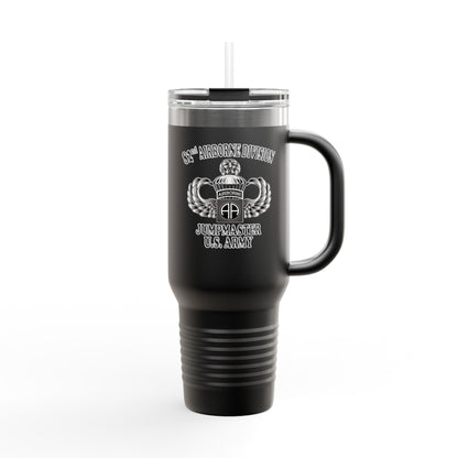 Custom Name, Rank & Unit US Army 82nd Airborne Jumpmaster - Master Jump Wings Insulated Travel Mug, 40oz