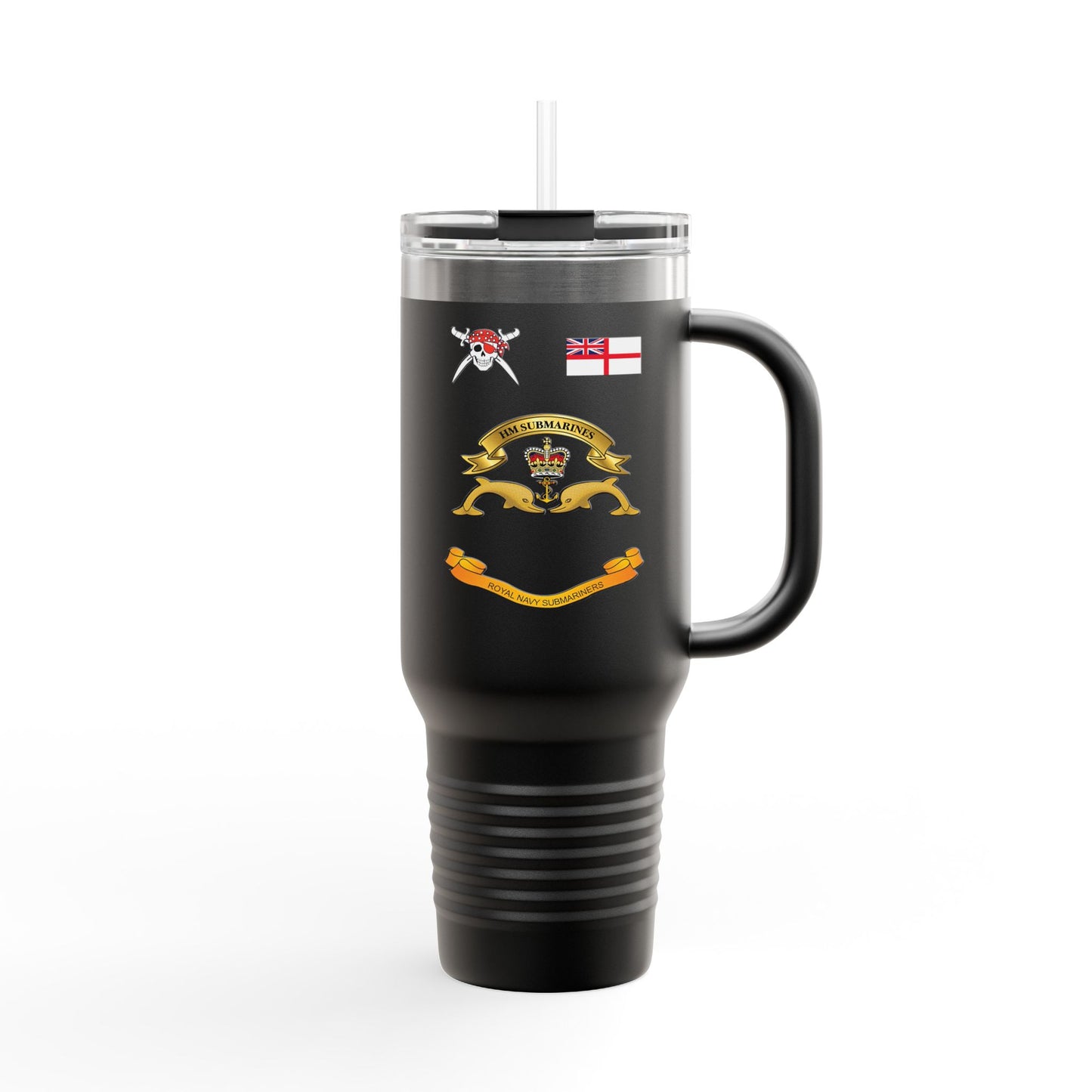 Custom Name, Rank Royal Navy Submarine Service Veteran Insulated Travel Mug, 40oz