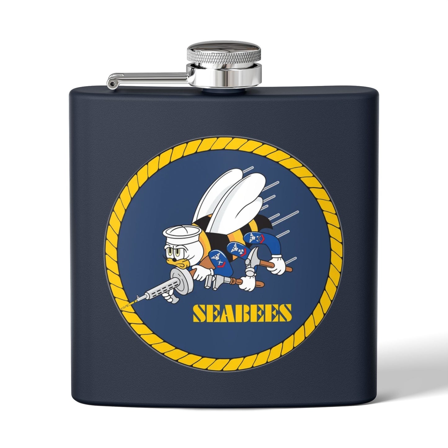 US Navy Seabee Stainless Steel Flask, 6oz DLMP0805PL05